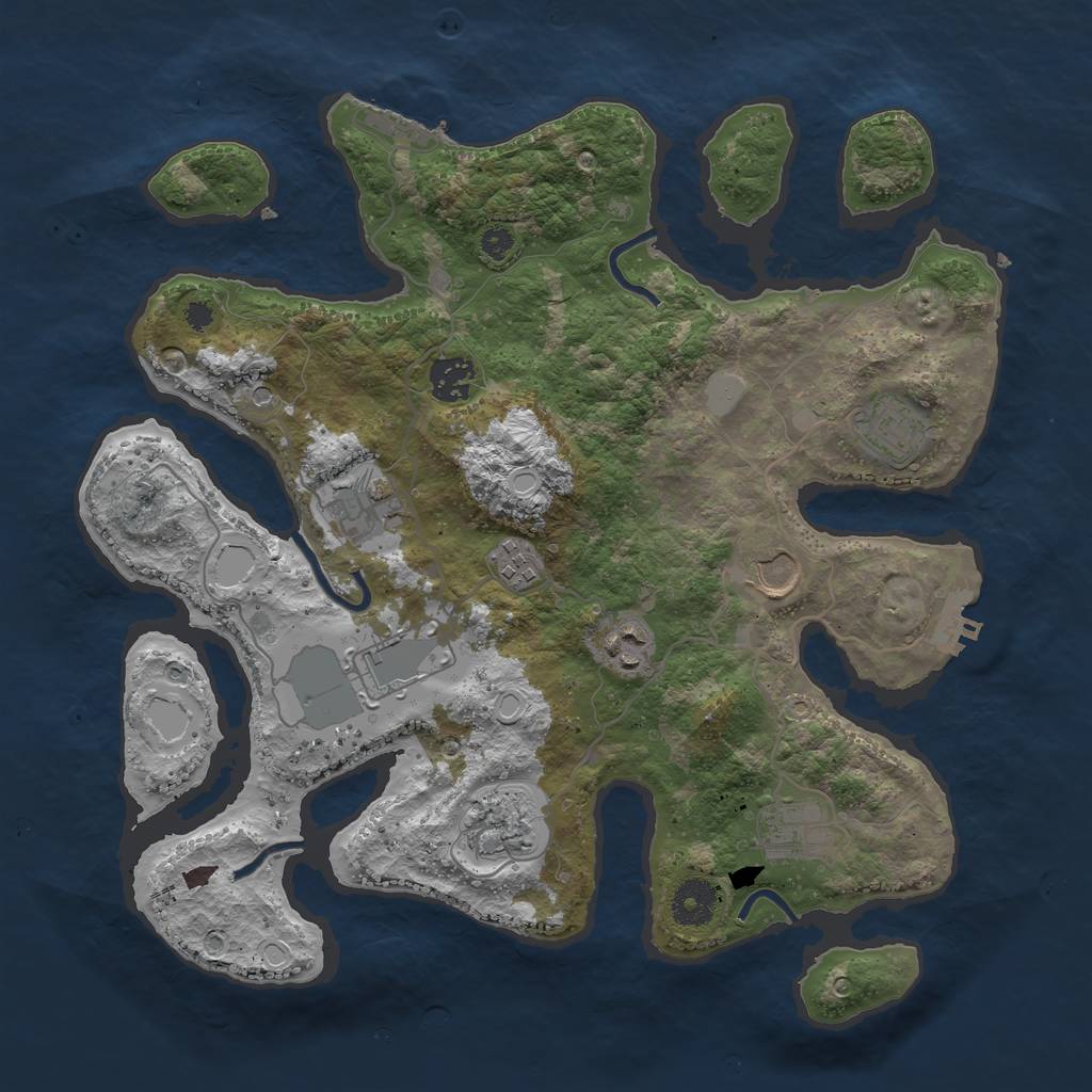 Rust Map: Procedural Map, Size: 3550, Seed: 497507, 17 Monuments