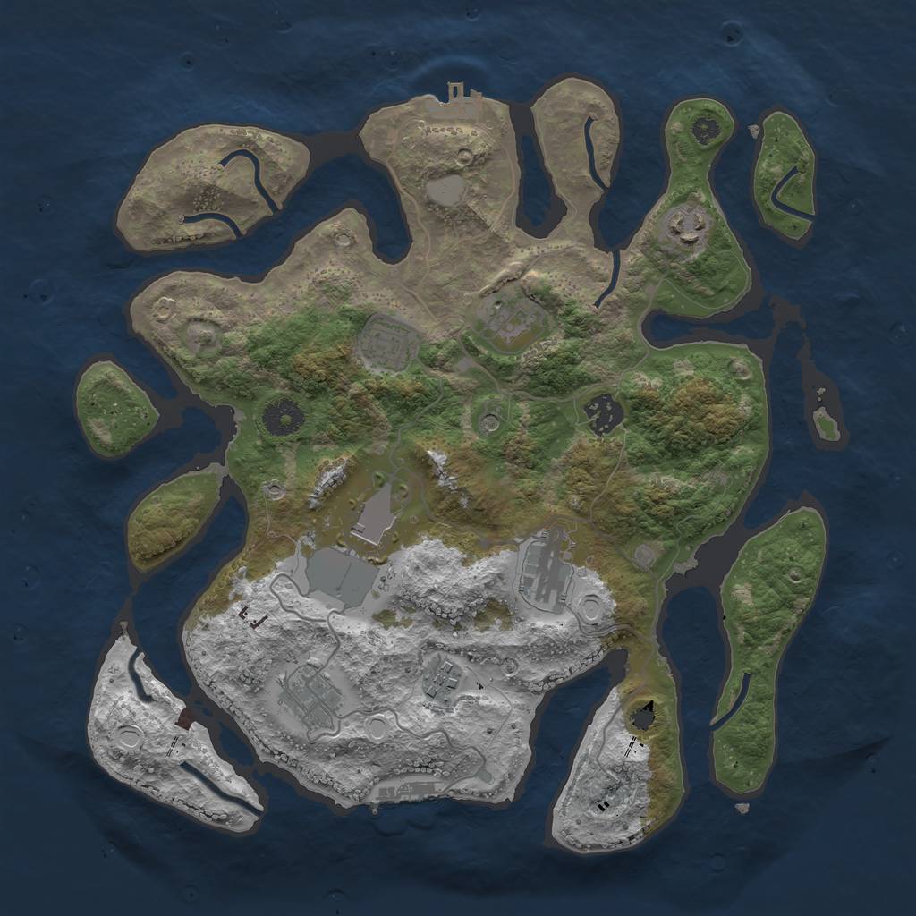 Rust Map: Procedural Map, Size: 3550, Seed: 183298, 16 Monuments