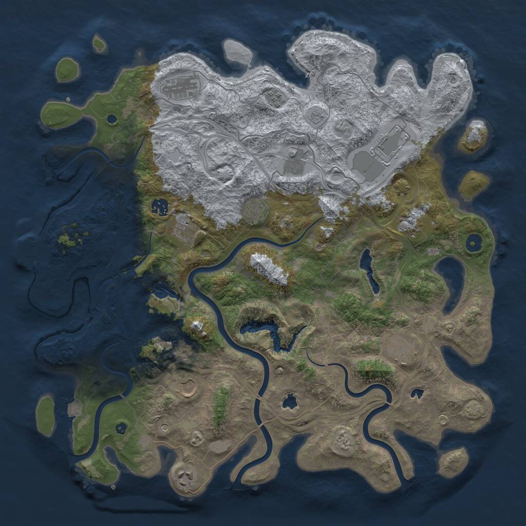 Rust Map: Procedural Map, Size: 4500, Seed: 584231, 16 Monuments