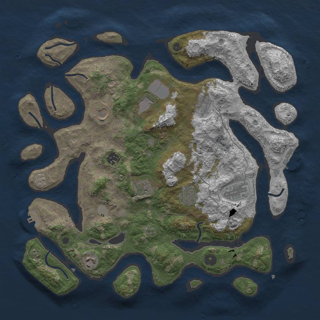 Rust Map: Procedural Map, Size: 4000, Seed: 293006490, 17 Monuments