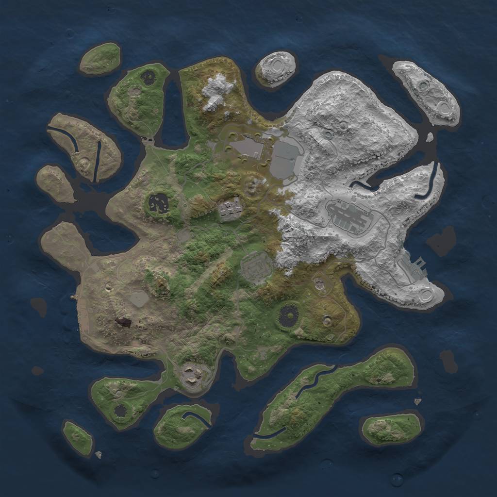 Rust Map: Procedural Map, Size: 3550, Seed: 480082, 14 Monuments
