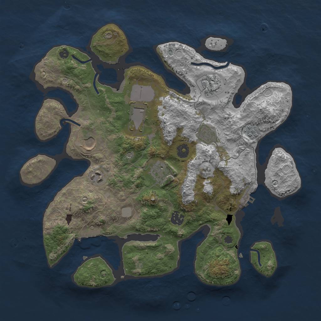 Rust Map: Procedural Map, Size: 3550, Seed: 529467, 16 Monuments