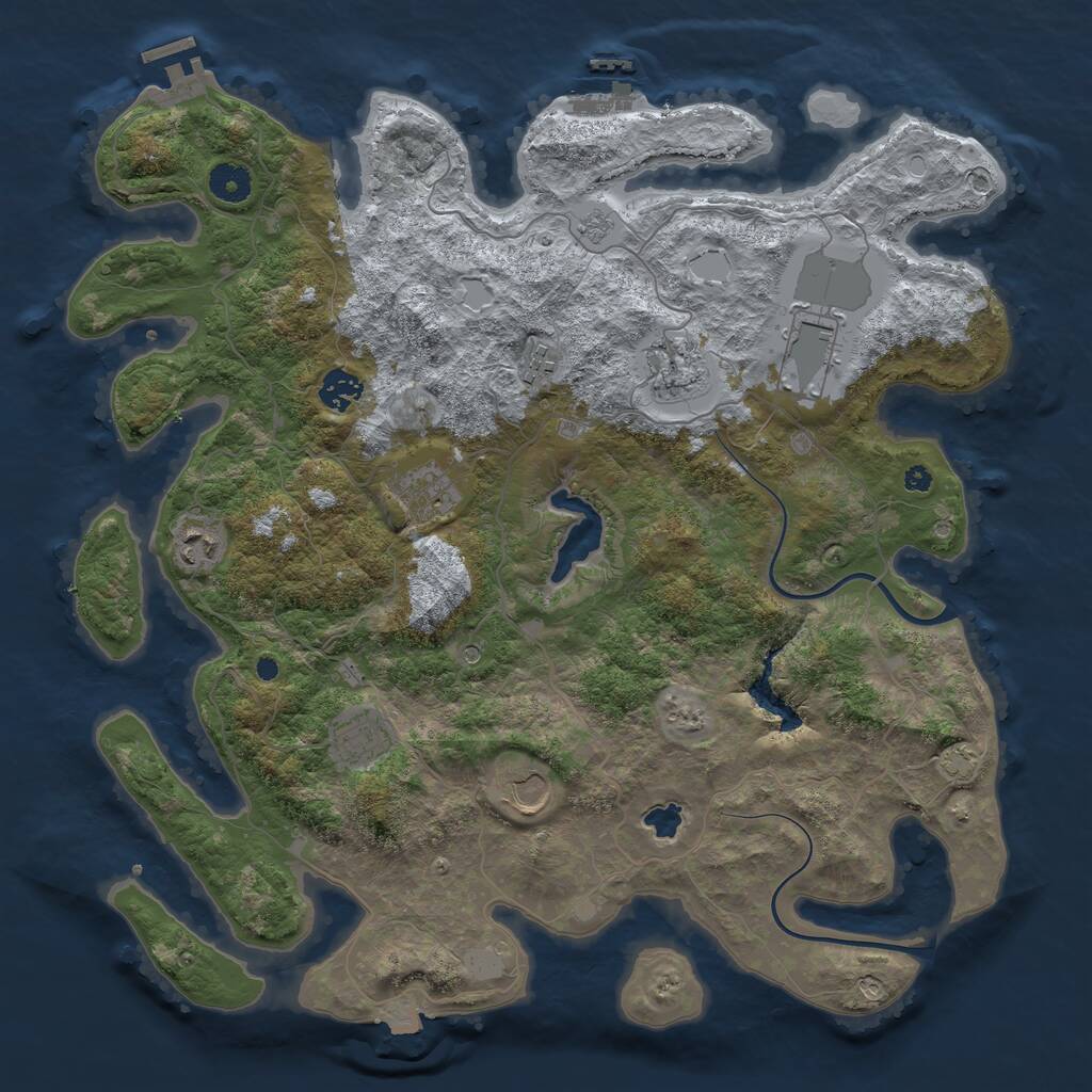 Rust Map: Procedural Map, Size: 4000, Seed: 732727, 14 Monuments
