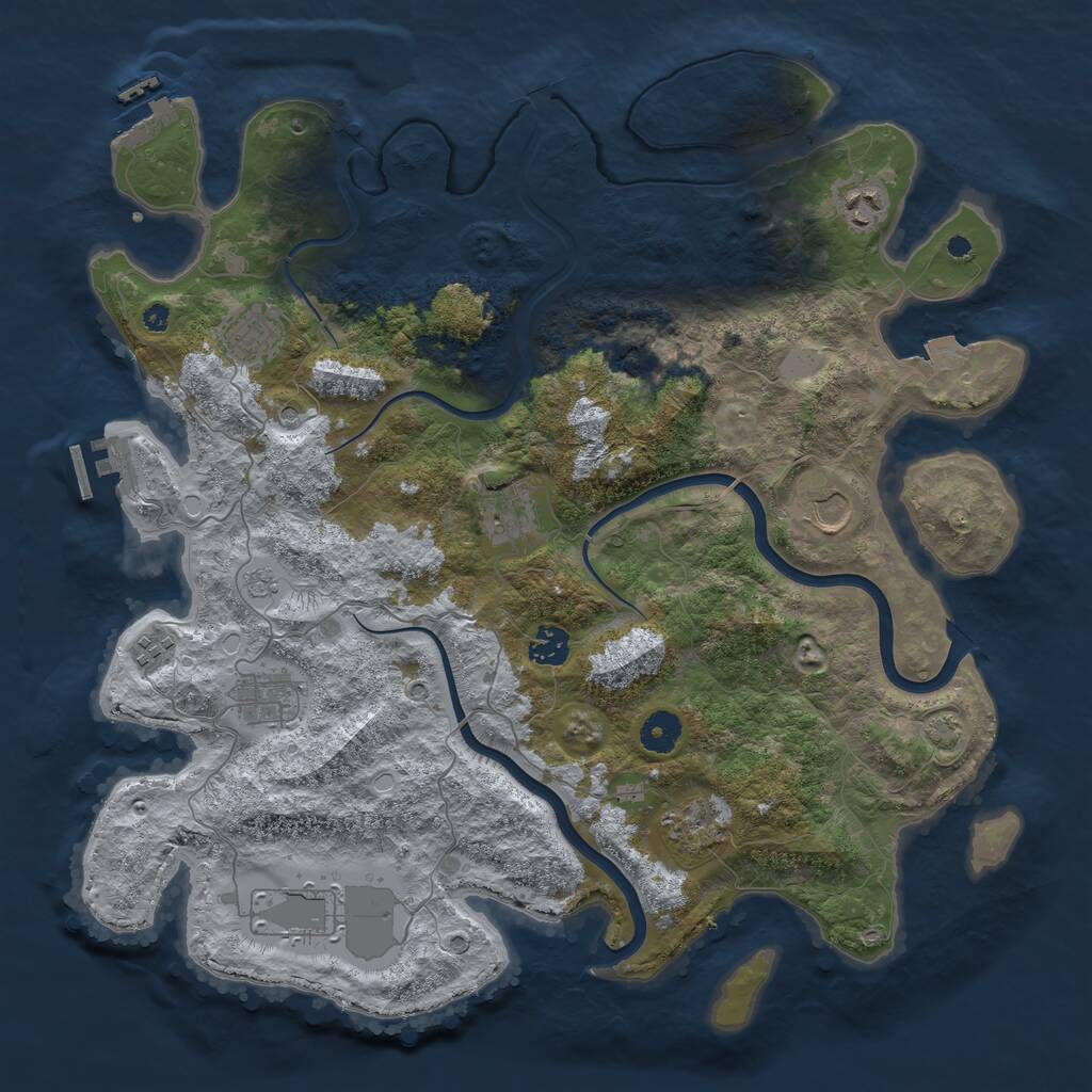 Rust Map: Procedural Map, Size: 3999, Seed: 194, 15 Monuments