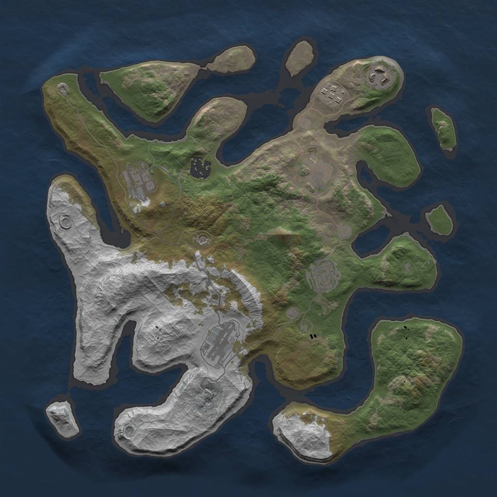 Rust Map: Barren, Size: 3400, Seed: 1380254160, 10 Monuments