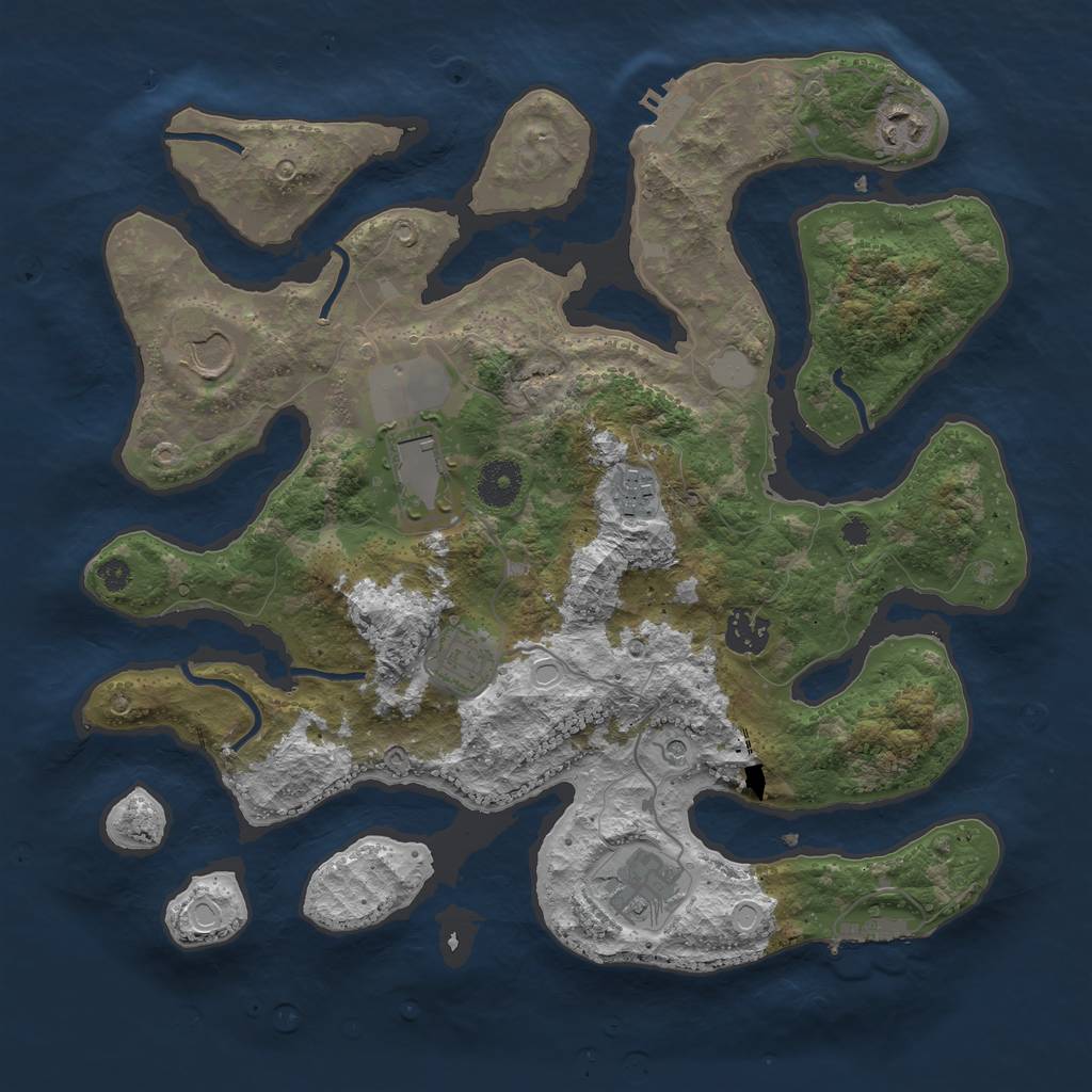 Rust Map: Procedural Map, Size: 3550, Seed: 612141, 15 Monuments