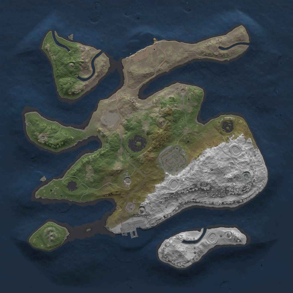 Rust Map: Procedural Map, Size: 2500, Seed: 26121, 9 Monuments