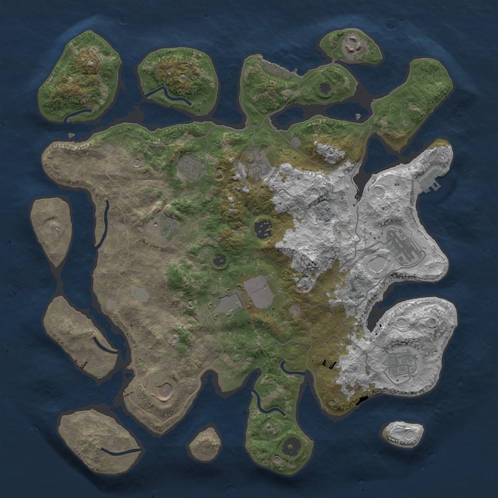 Rust Map: Procedural Map, Size: 4000, Seed: 393360, 18 Monuments