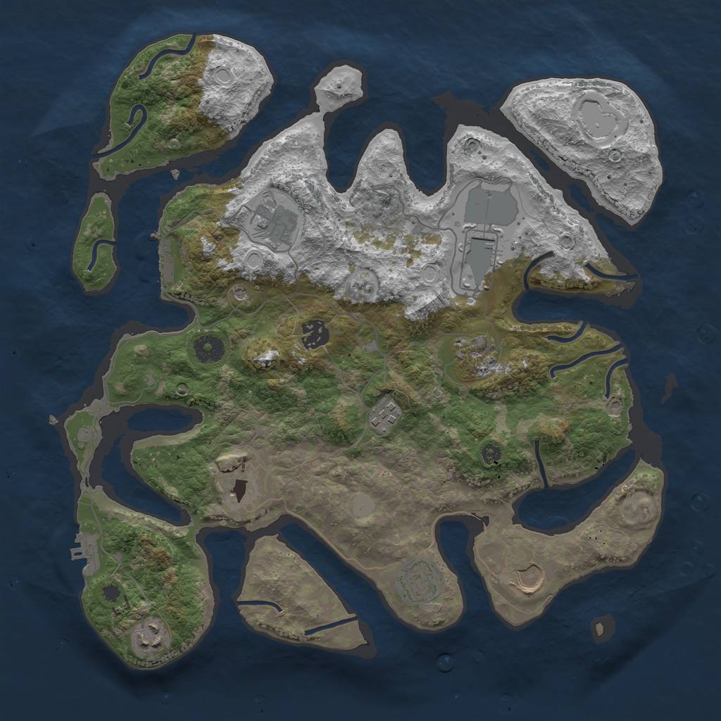 Rust Map: Procedural Map, Size: 3700, Seed: 676755722, 17 Monuments