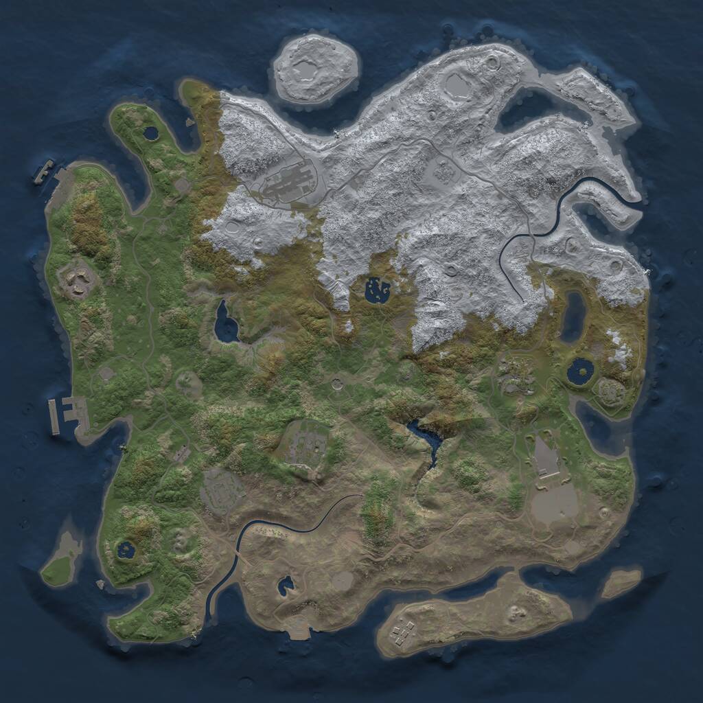 Rust Map: Procedural Map, Size: 4000, Seed: 308845, 14 Monuments