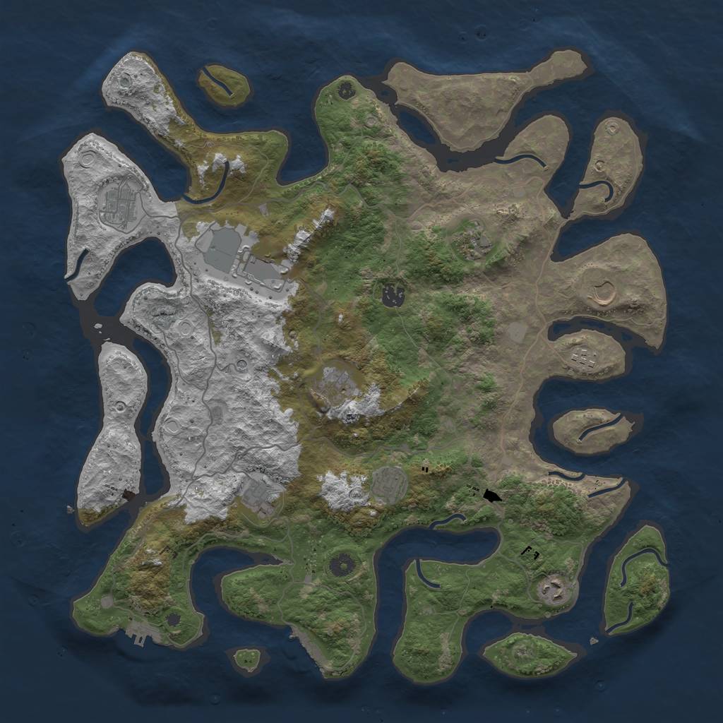Rust Map: Procedural Map, Size: 4500, Seed: 16122021, 18 Monuments