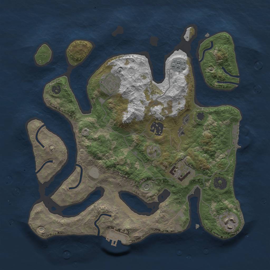 Rust Map: Procedural Map, Size: 3000, Seed: 572144, 13 Monuments