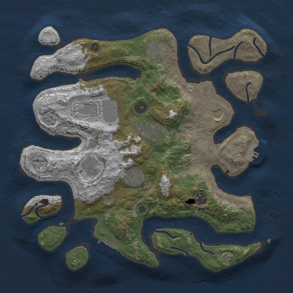 Rust Map: Procedural Map, Size: 3550, Seed: 704389, 16 Monuments