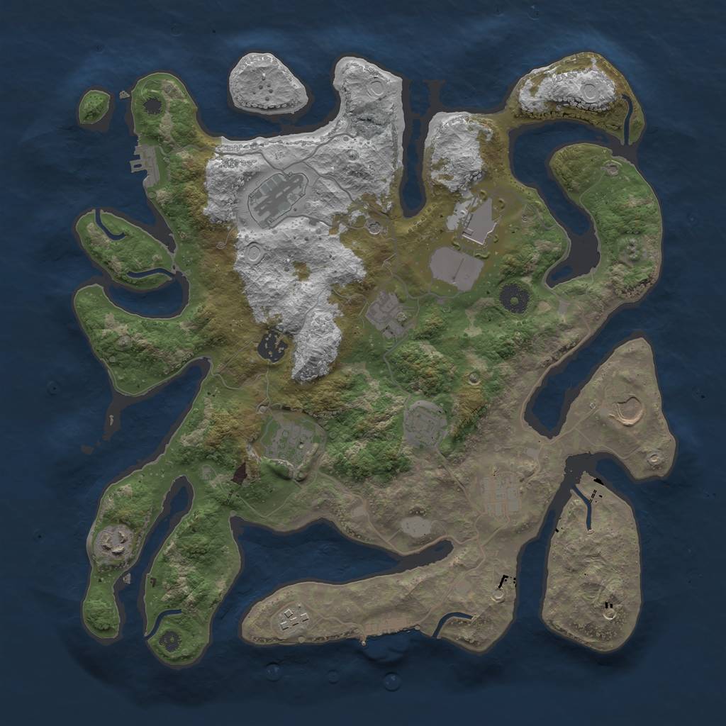 Rust Map: Procedural Map, Size: 3750, Seed: 1757154, 18 Monuments