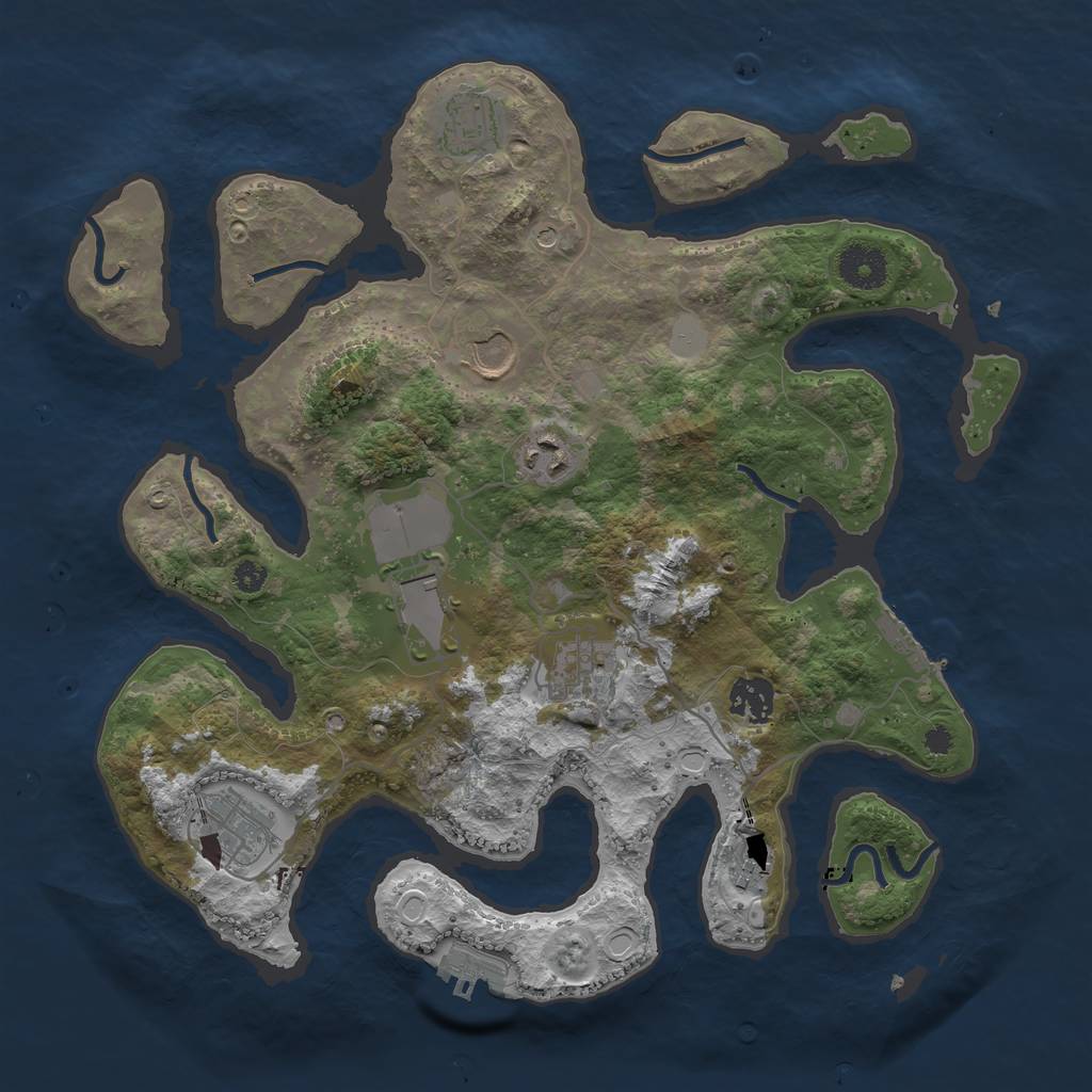 Rust Map: Procedural Map, Size: 3500, Seed: 2040464409, 16 Monuments