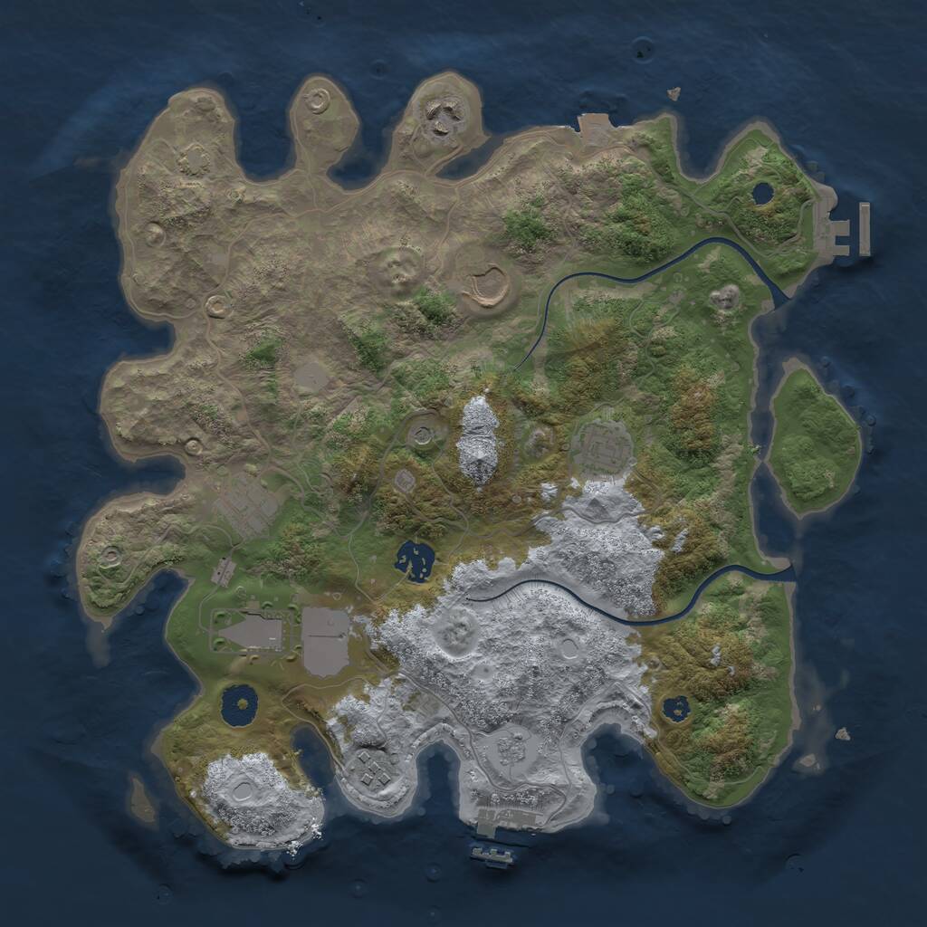 Rust Map: Procedural Map, Size: 3500, Seed: 999774677, 13 Monuments