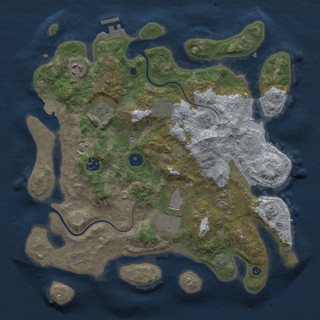 Rust Map: Procedural Map, Size: 3500, Seed: 423060173, 12 Monuments