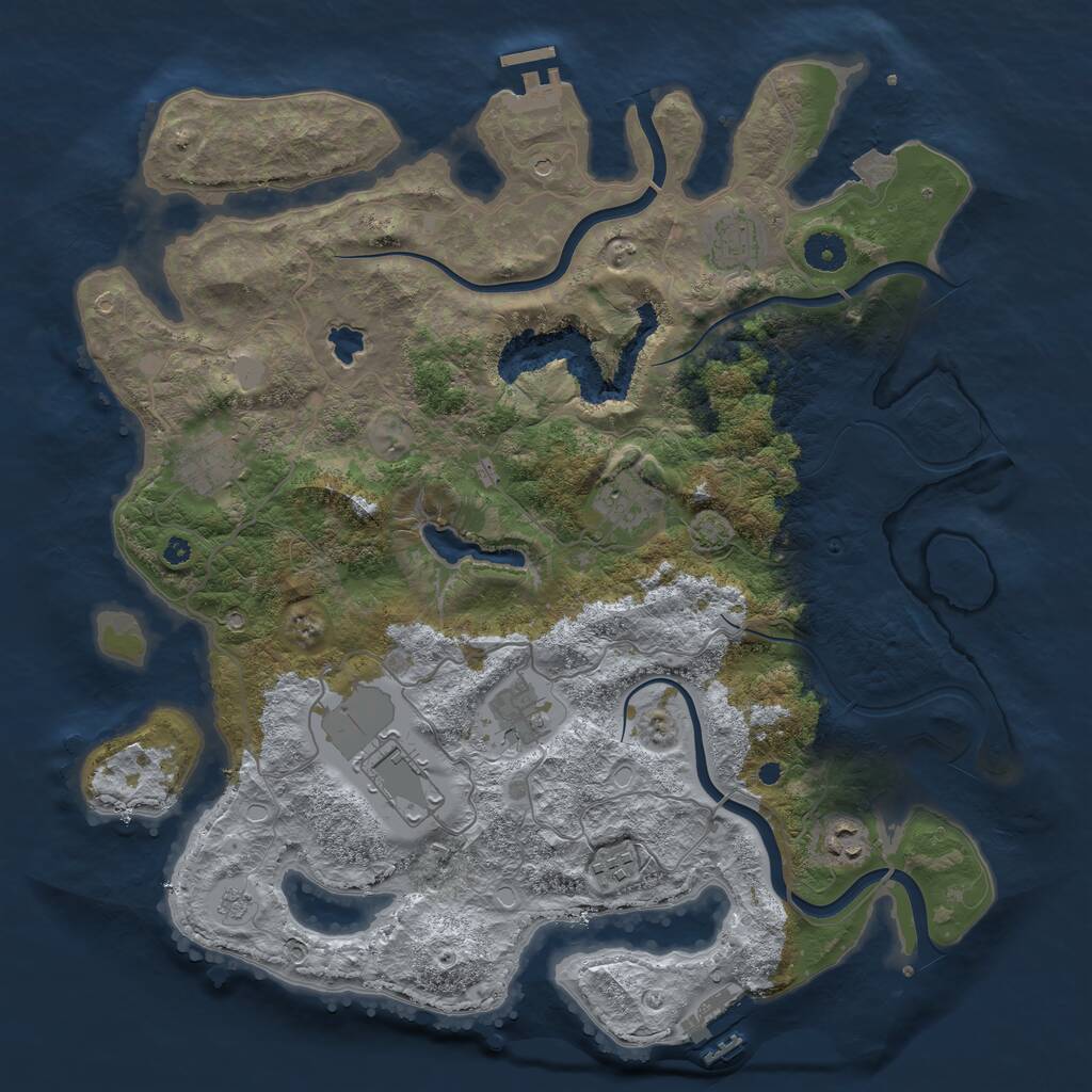 Rust Map: Procedural Map, Size: 4000, Seed: 552022, 13 Monuments