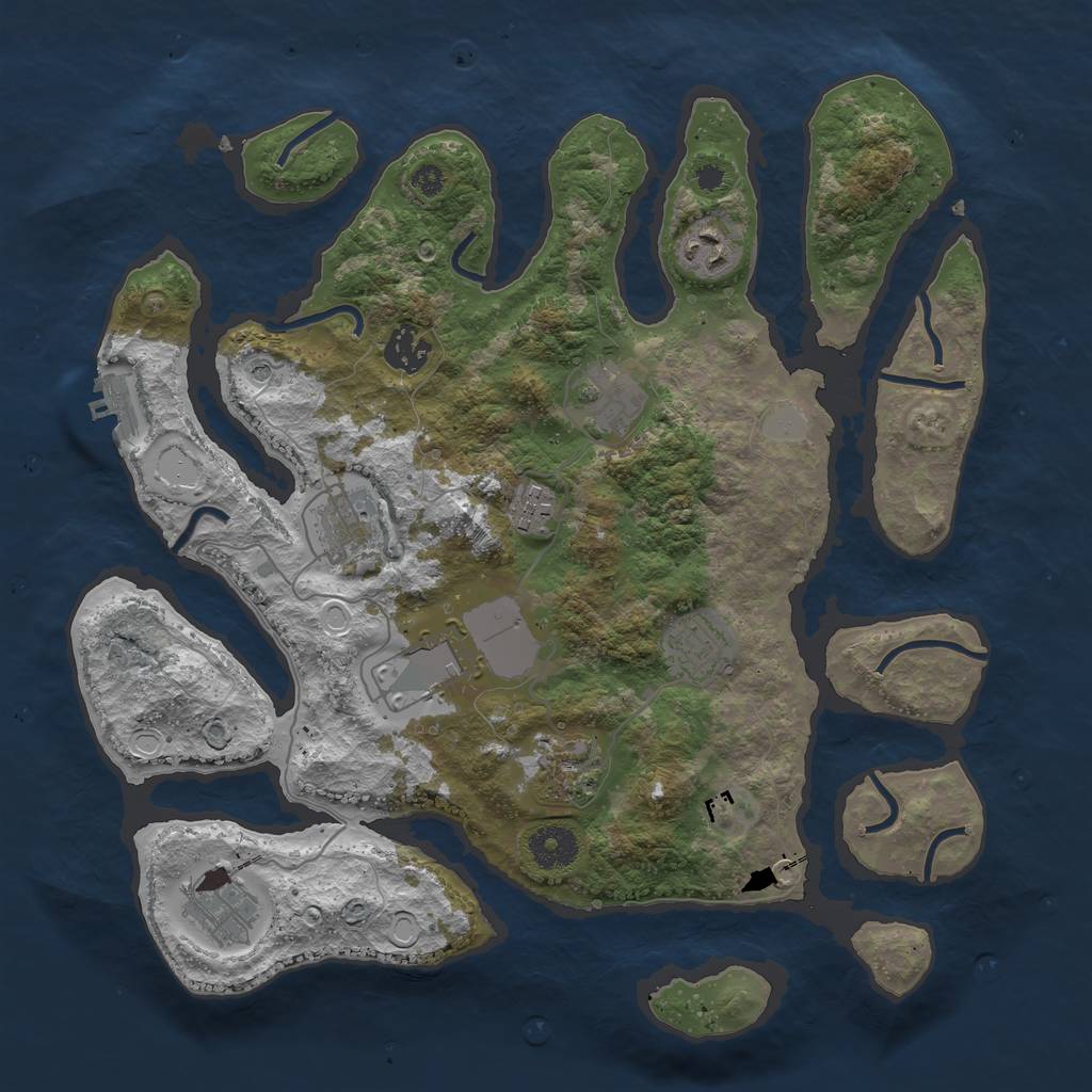 Rust Map: Procedural Map, Size: 3550, Seed: 477012, 16 Monuments