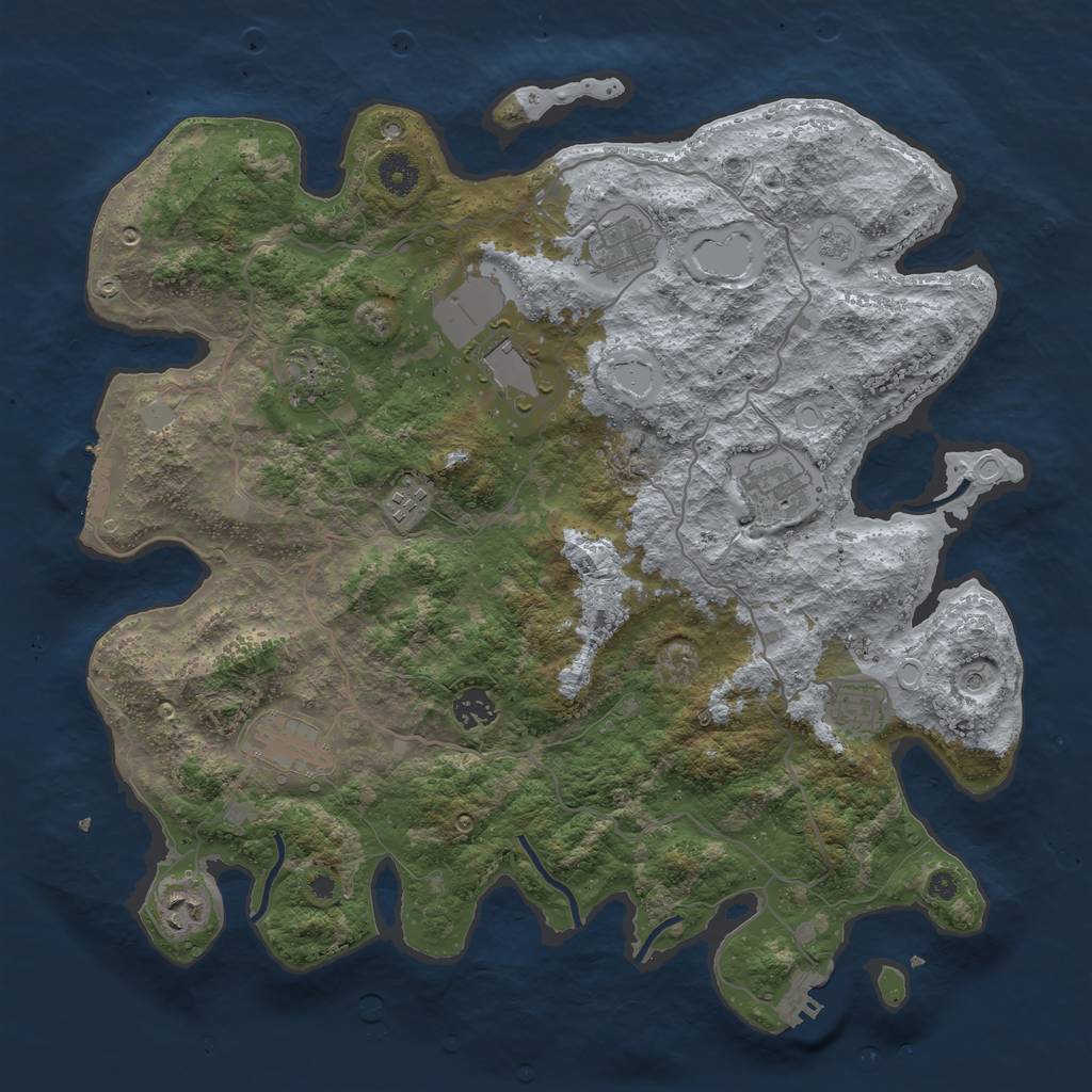 Rust Map: Procedural Map, Size: 4000, Seed: 1113351741, 16 Monuments