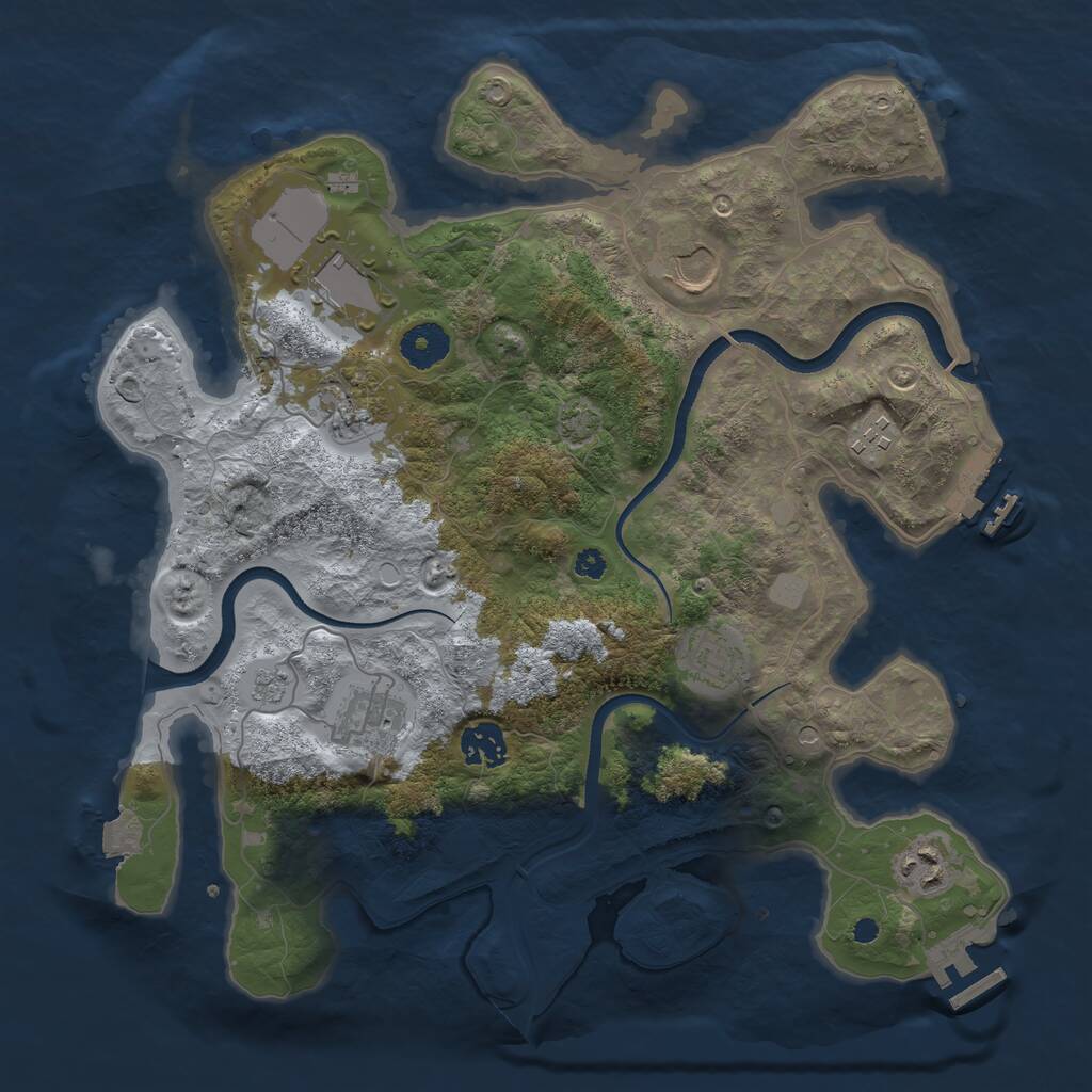 Rust Map: Procedural Map, Size: 3550, Seed: 431356, 14 Monuments