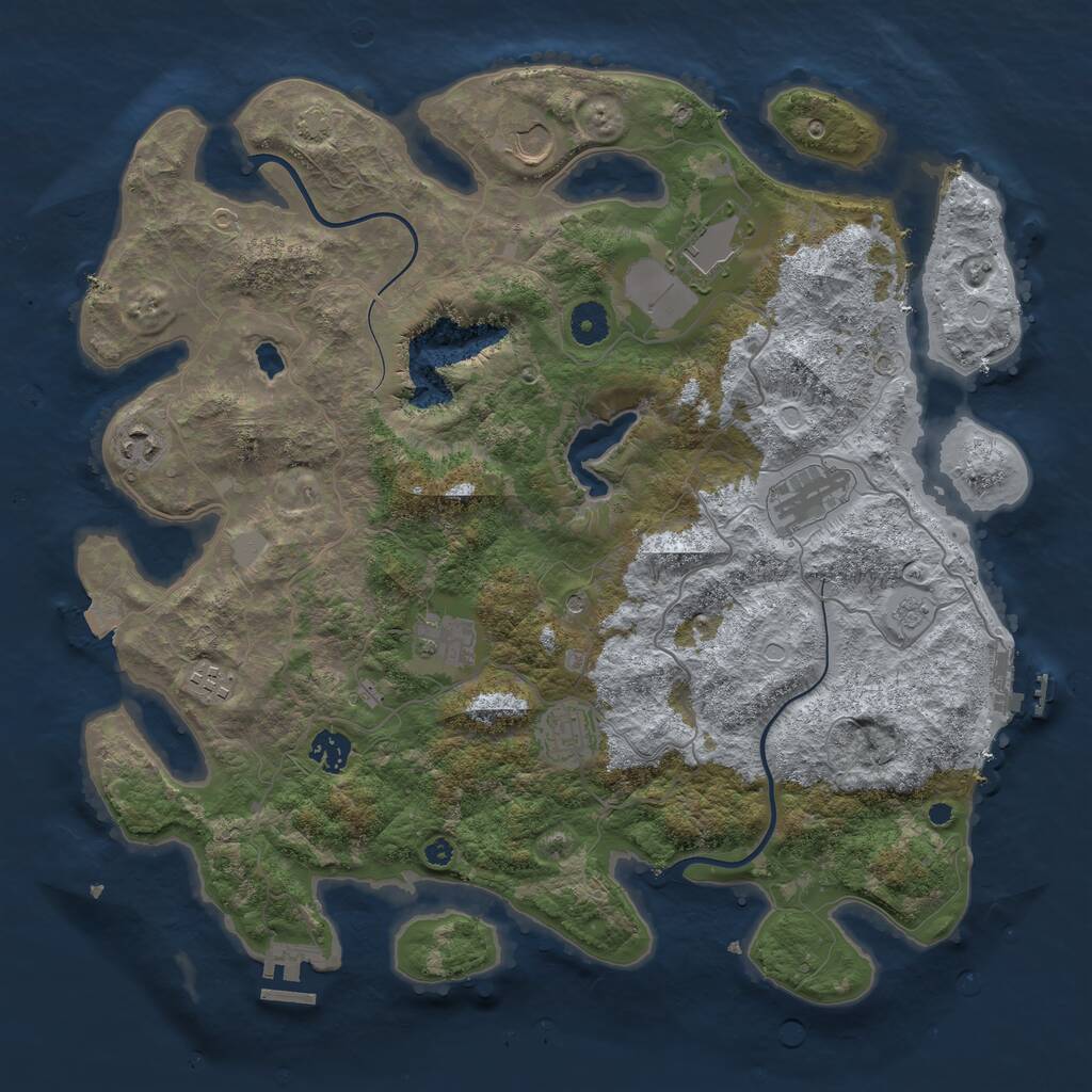 Rust Map: Procedural Map, Size: 4000, Seed: 121621, 14 Monuments