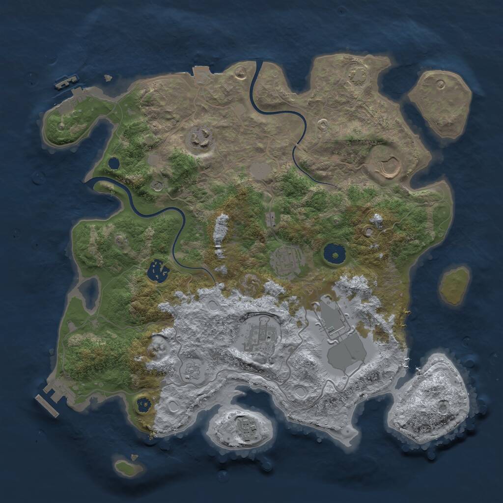 Rust Map: Procedural Map, Size: 3500, Seed: 1636447551, 13 Monuments
