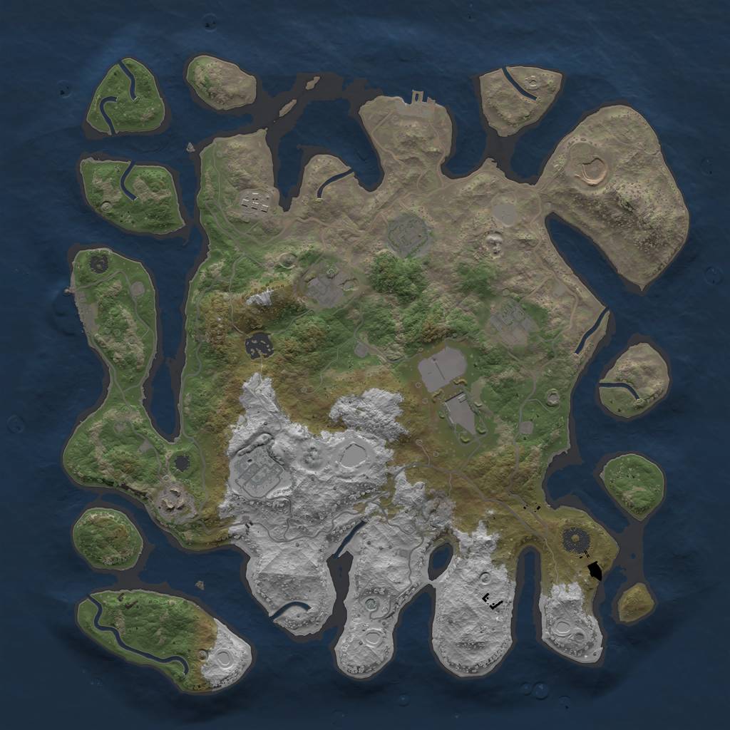 Rust Map: Procedural Map, Size: 4000, Seed: 2304465, 17 Monuments