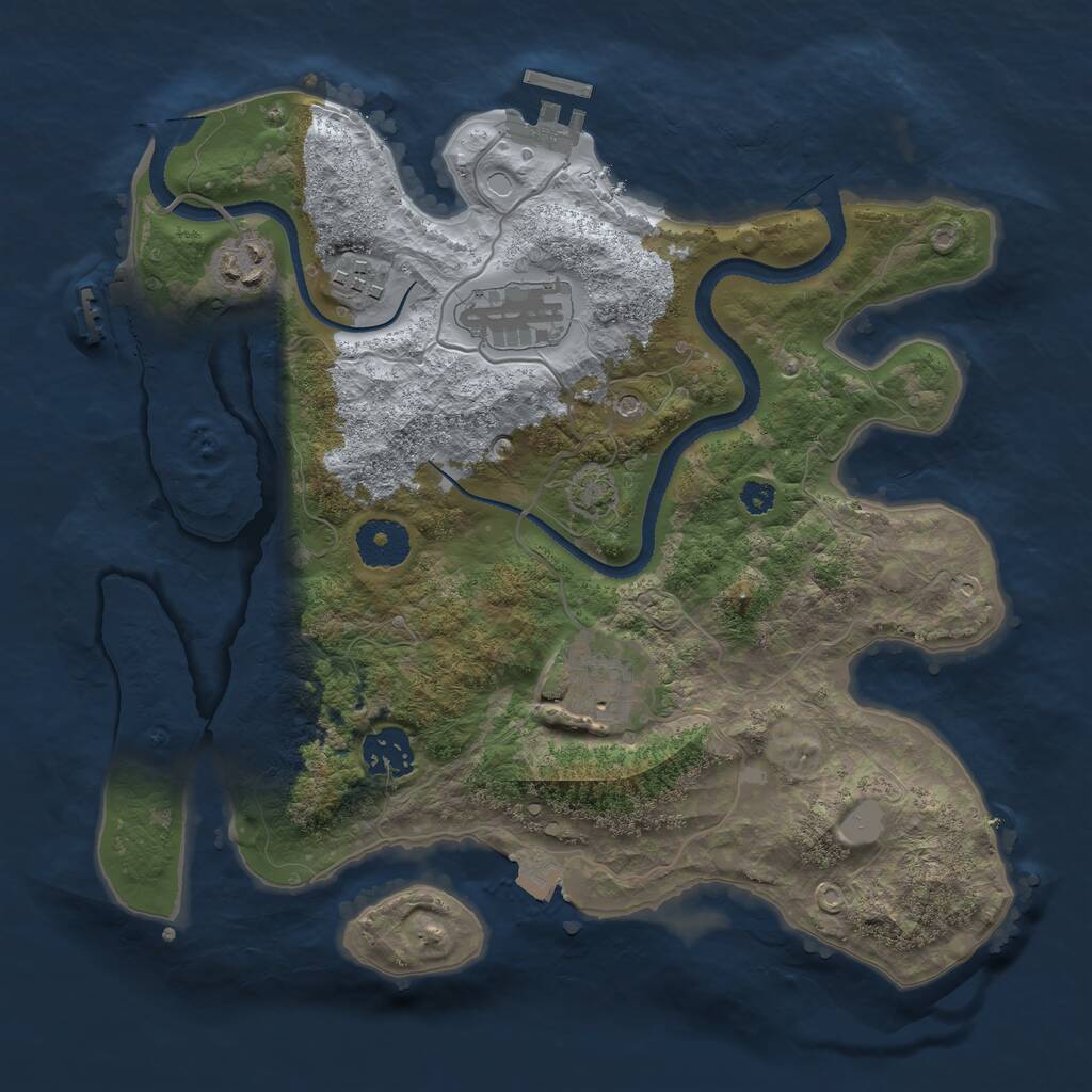 Rust Map: Procedural Map, Size: 3200, Seed: 1755583337, 10 Monuments