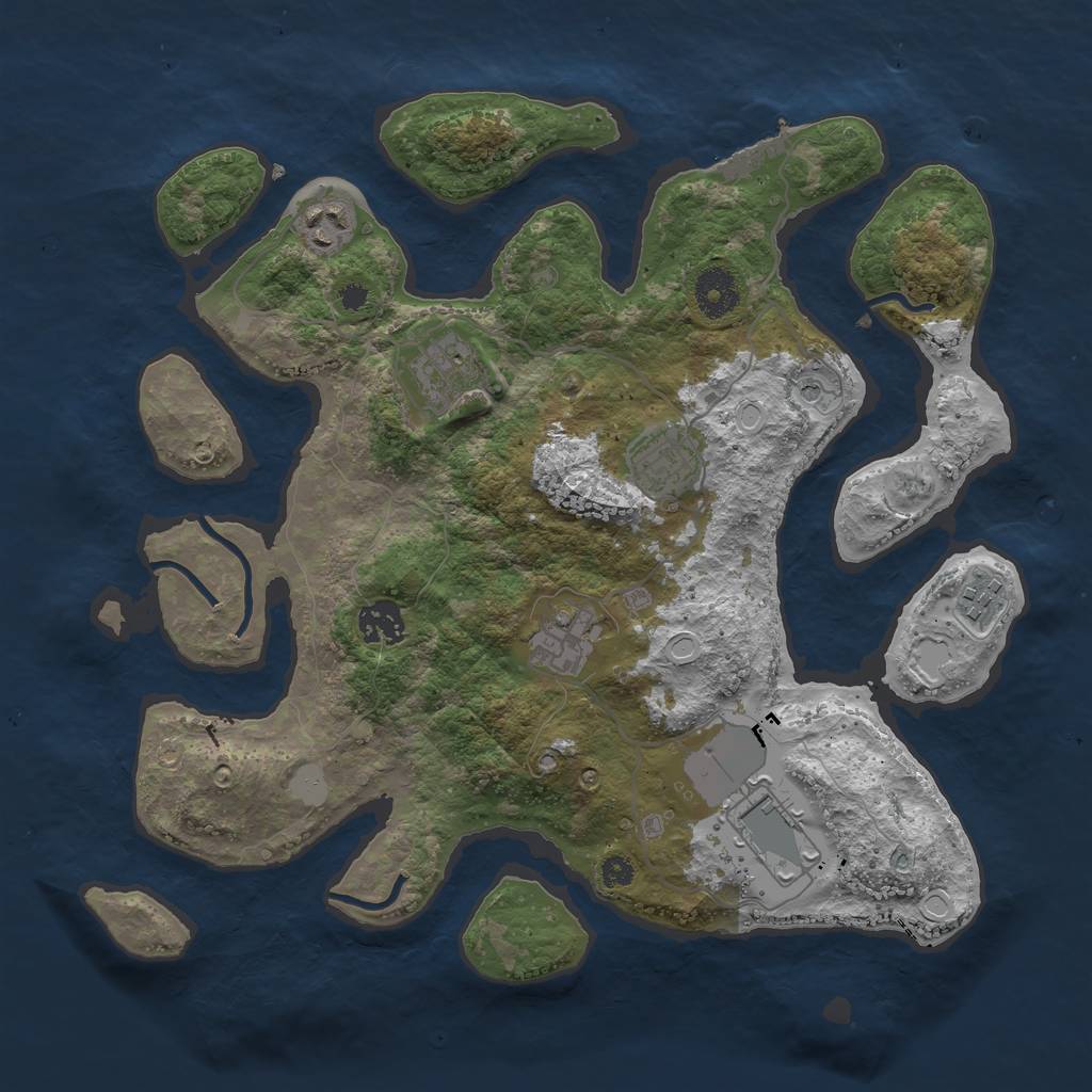 Rust Map: Procedural Map, Size: 3500, Seed: 478971127, 14 Monuments