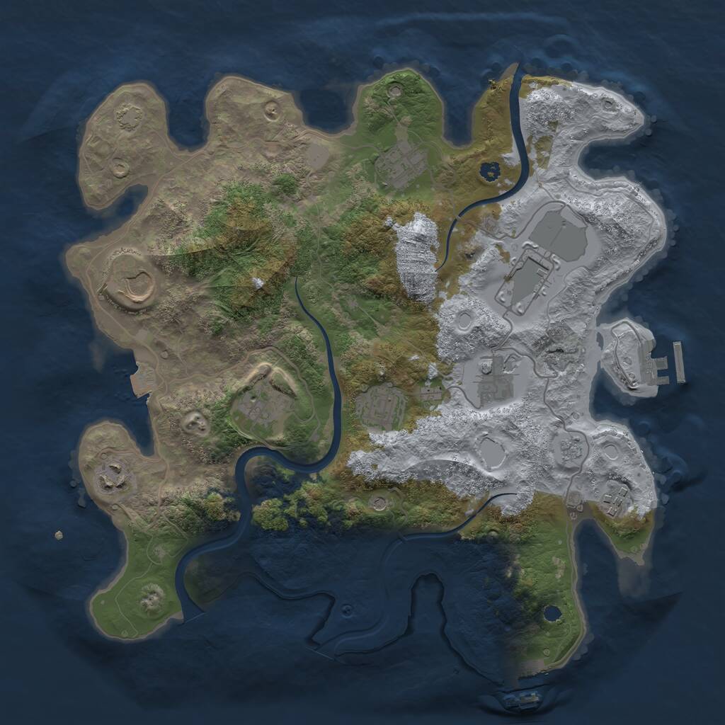 Rust Map: Procedural Map, Size: 3550, Seed: 693268, 14 Monuments