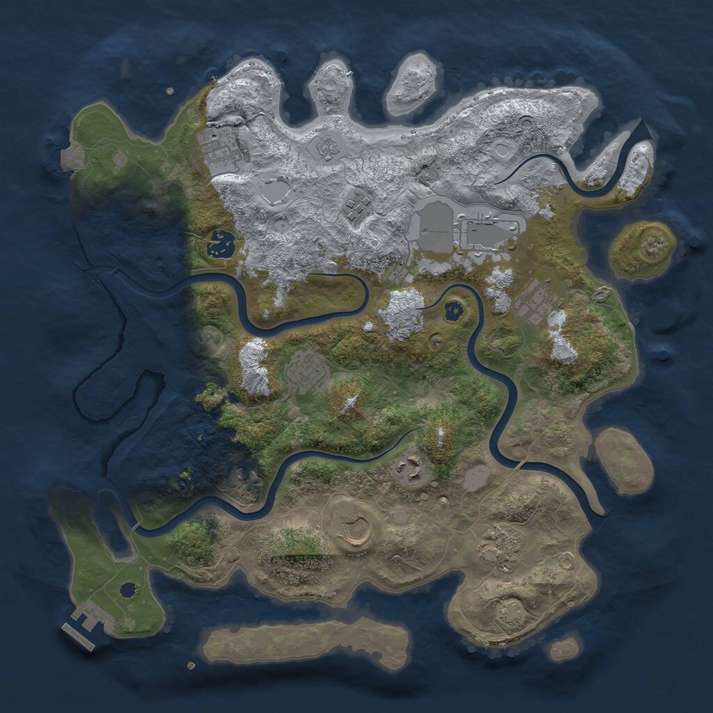 Rust Map: Procedural Map, Size: 3750, Seed: 412004, 14 Monuments