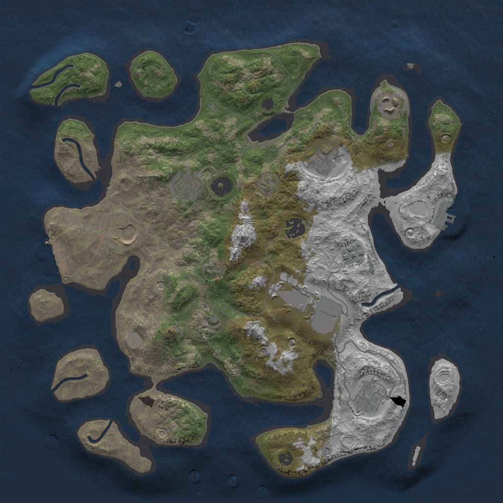 Rust Map: Procedural Map, Size: 3700, Seed: 1946061468, 17 Monuments