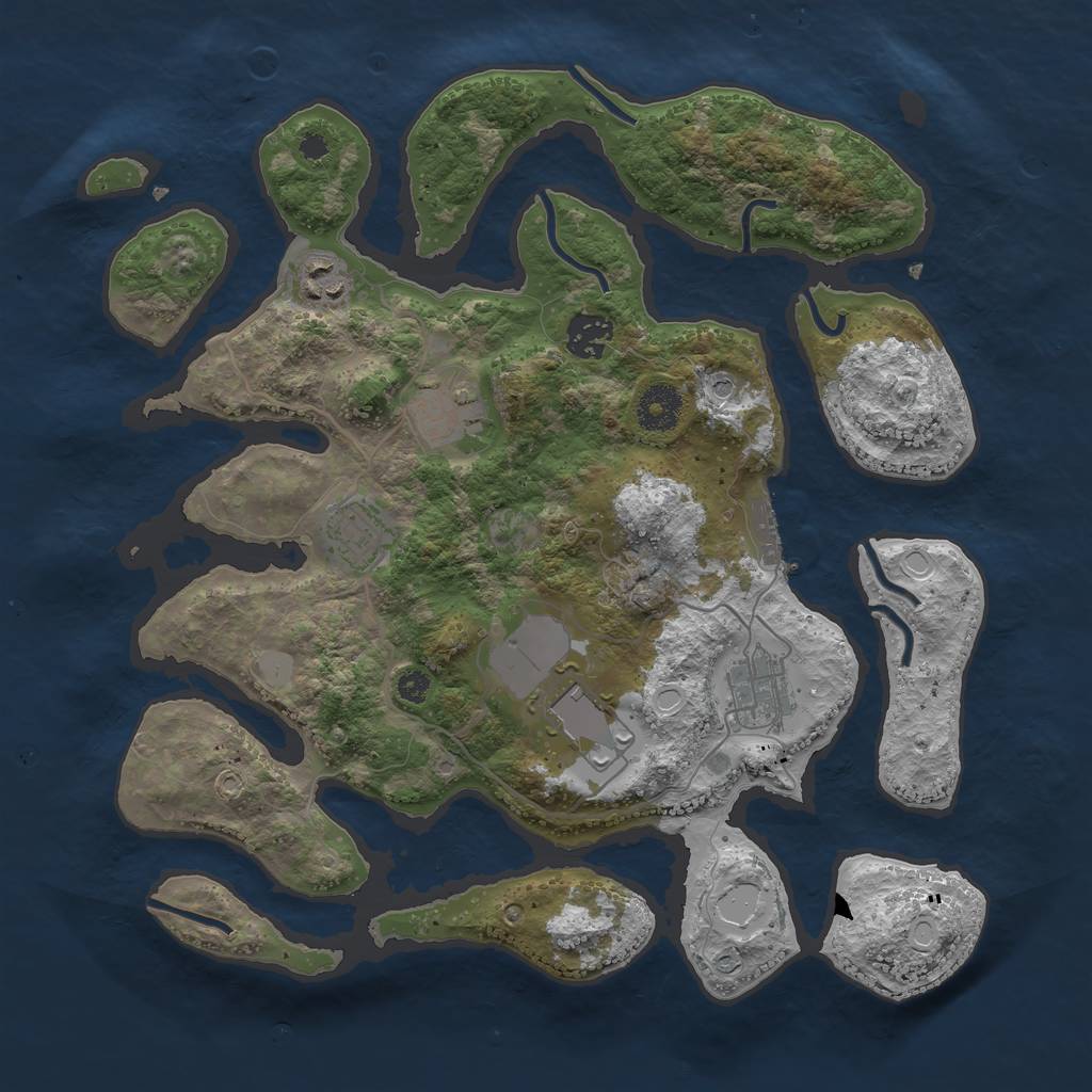 Rust Map: Procedural Map, Size: 3500, Seed: 500174073, 13 Monuments
