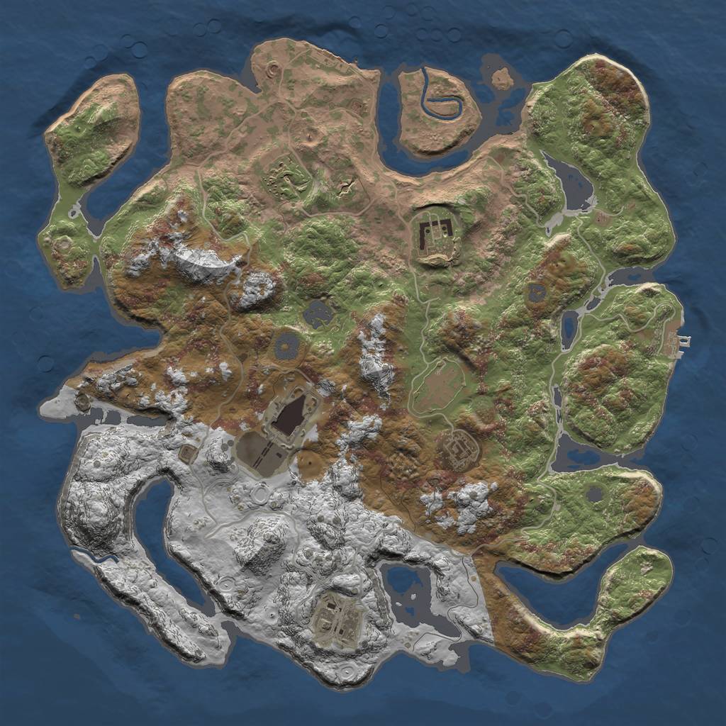 Rust Map: Procedural Map, Size: 4000, Seed: 2736, 13 Monuments