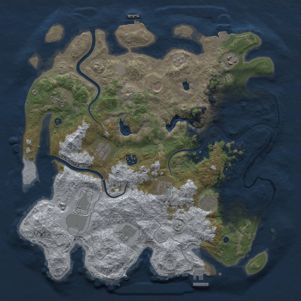 Rust Map: Procedural Map, Size: 4000, Seed: 2736, 16 Monuments