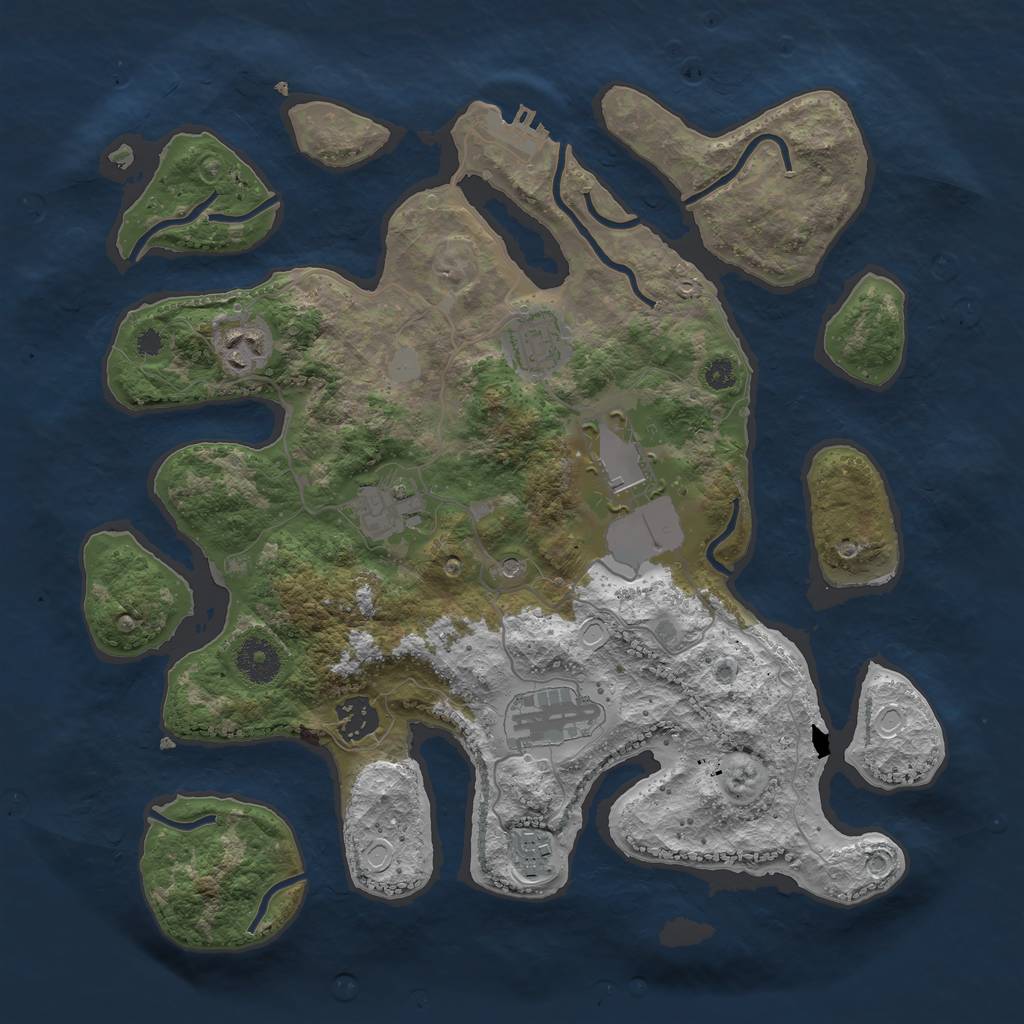 Rust Map: Procedural Map, Size: 3500, Seed: 383593, 14 Monuments