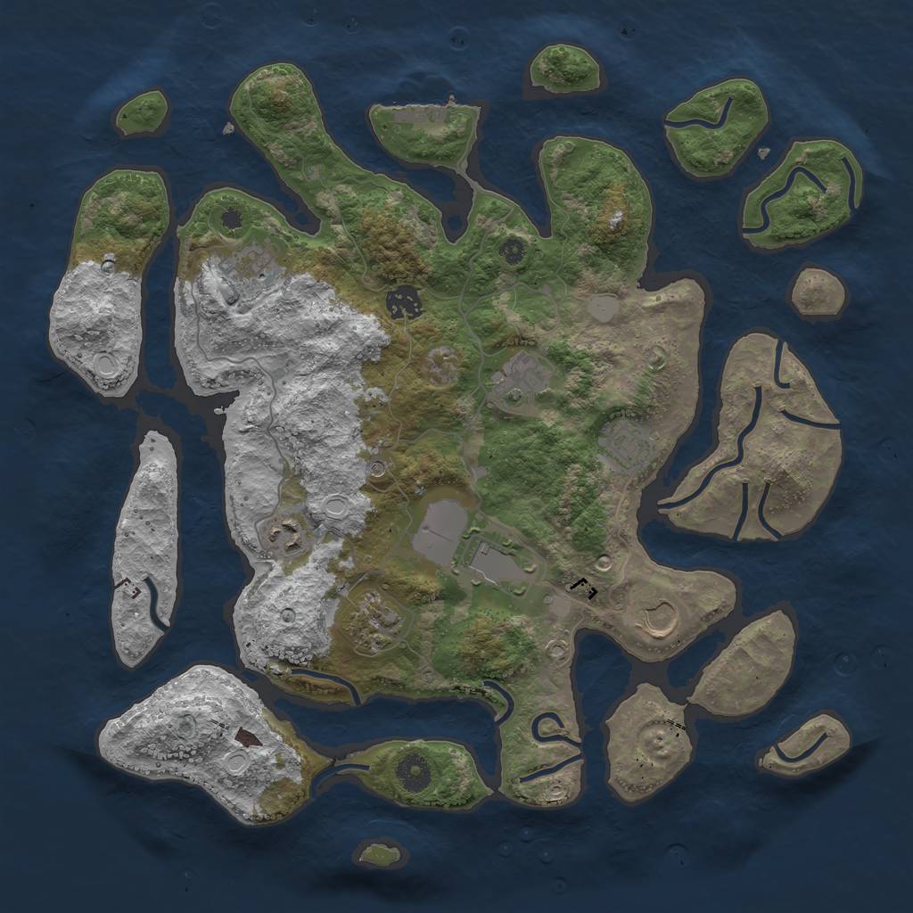 Rust Map: Procedural Map, Size: 3800, Seed: 1998584498, 15 Monuments