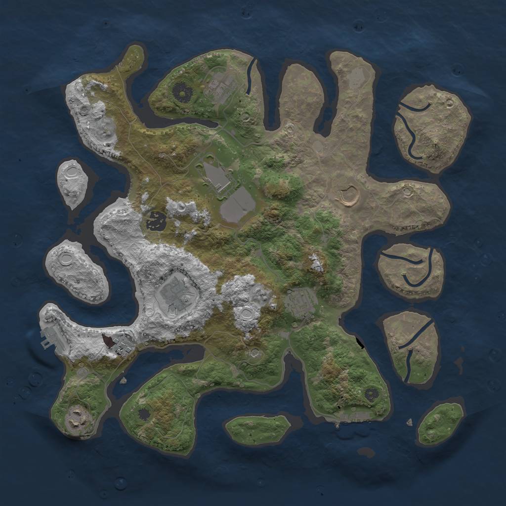 Rust Map: Procedural Map, Size: 3700, Seed: 424241224, 16 Monuments