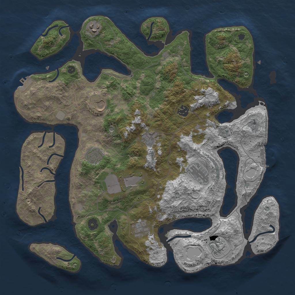 Rust Map: Procedural Map, Size: 4000, Seed: 888310004, 18 Monuments