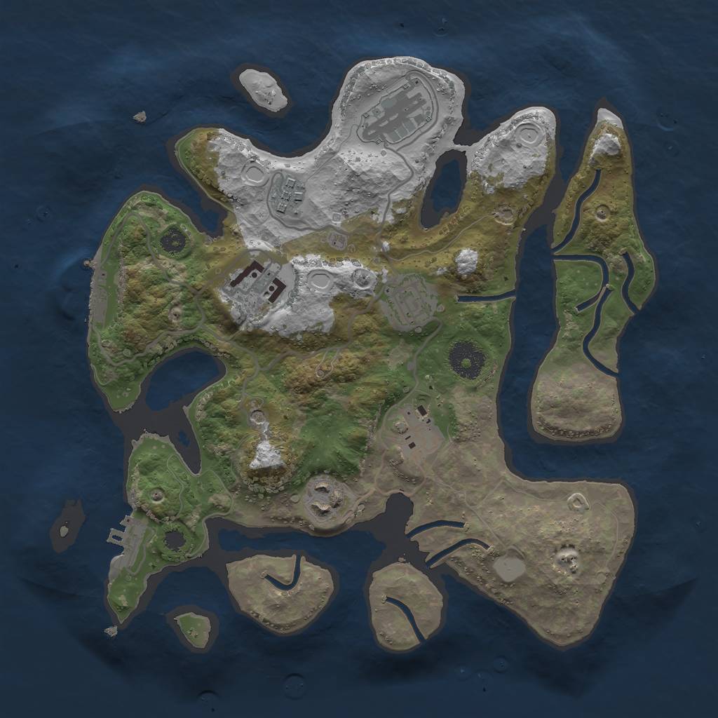 Rust Map: Procedural Map, Size: 3000, Seed: 998108175, 14 Monuments
