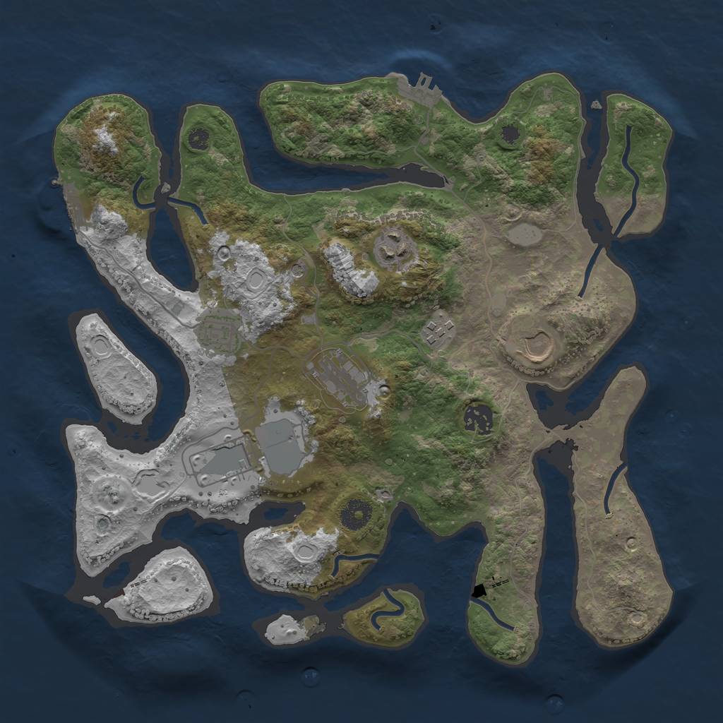 Rust Map: Procedural Map, Size: 3500, Seed: 1395061633, 15 Monuments