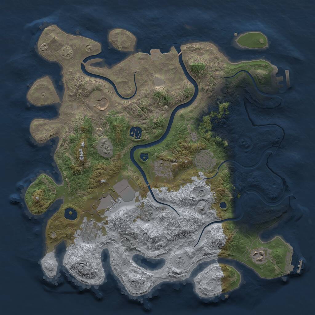 Rust Map: Procedural Map, Size: 3700, Seed: 658161947, 14 Monuments