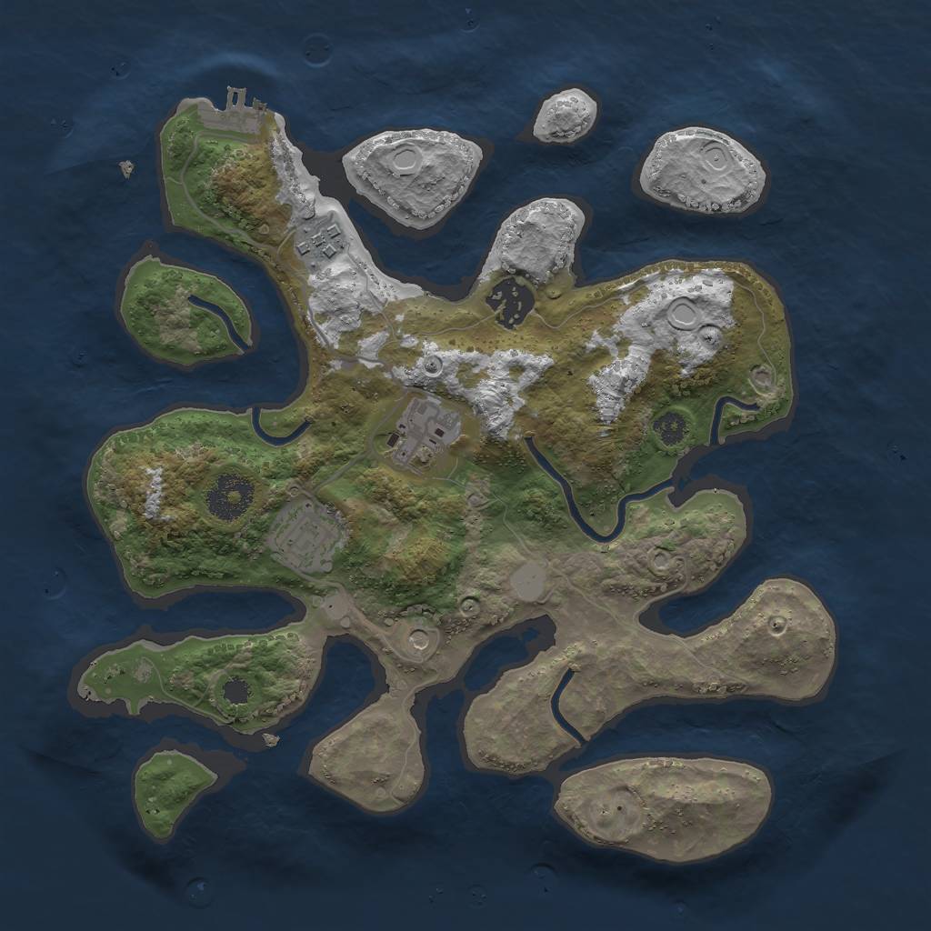 Rust Map: Procedural Map, Size: 3000, Seed: 244902, 11 Monuments