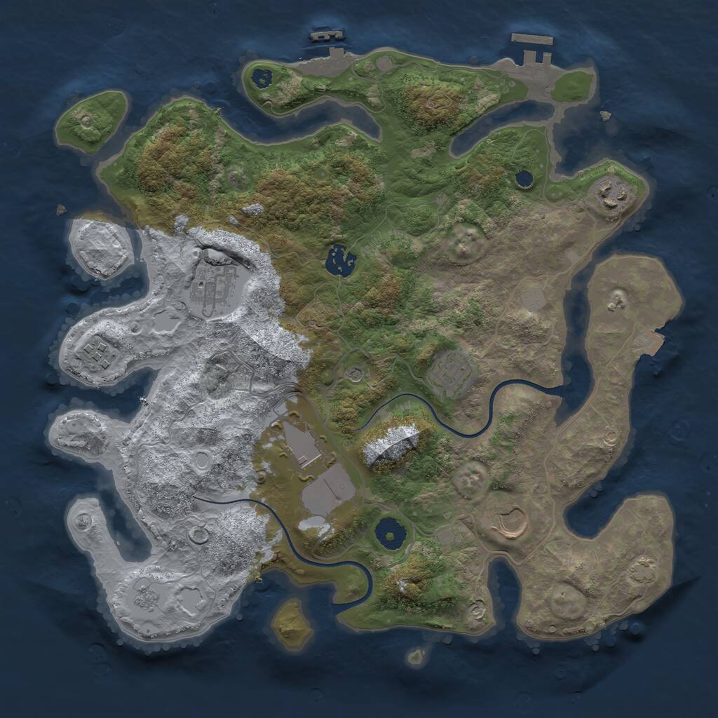 Rust Map: Procedural Map, Size: 3500, Seed: 699034, 13 Monuments