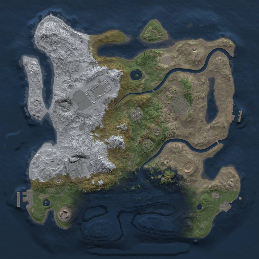 Rust Map: Procedural Map, Size: 3500, Seed: 1627684934, 12 Monuments