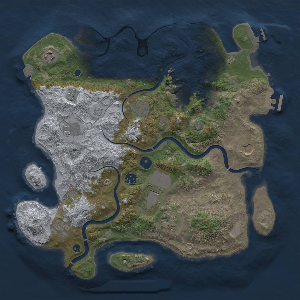 Rust Map: Procedural Map, Size: 3800, Seed: 25000, 16 Monuments