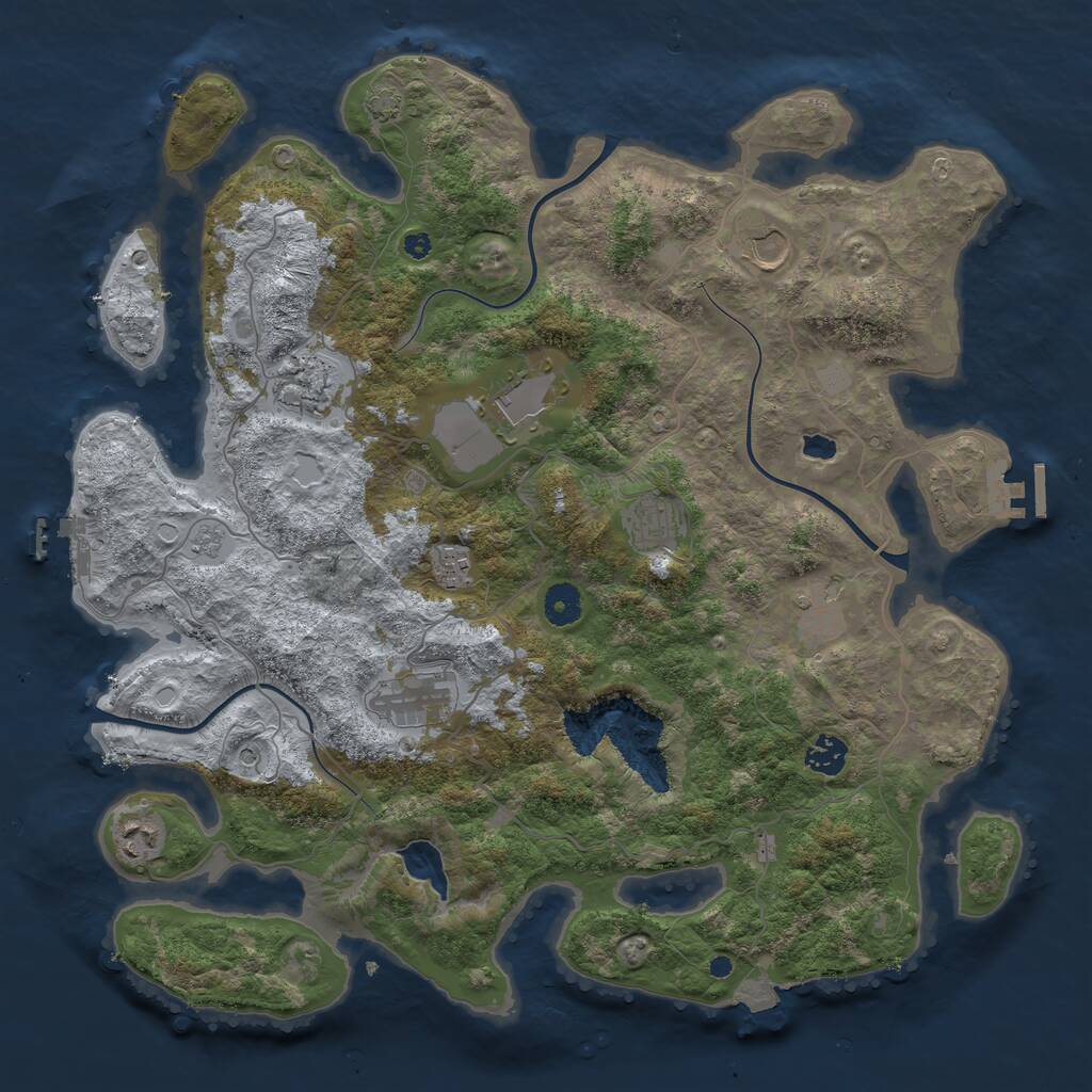 Rust Map: Procedural Map, Size: 4050, Seed: 1192812518, 15 Monuments