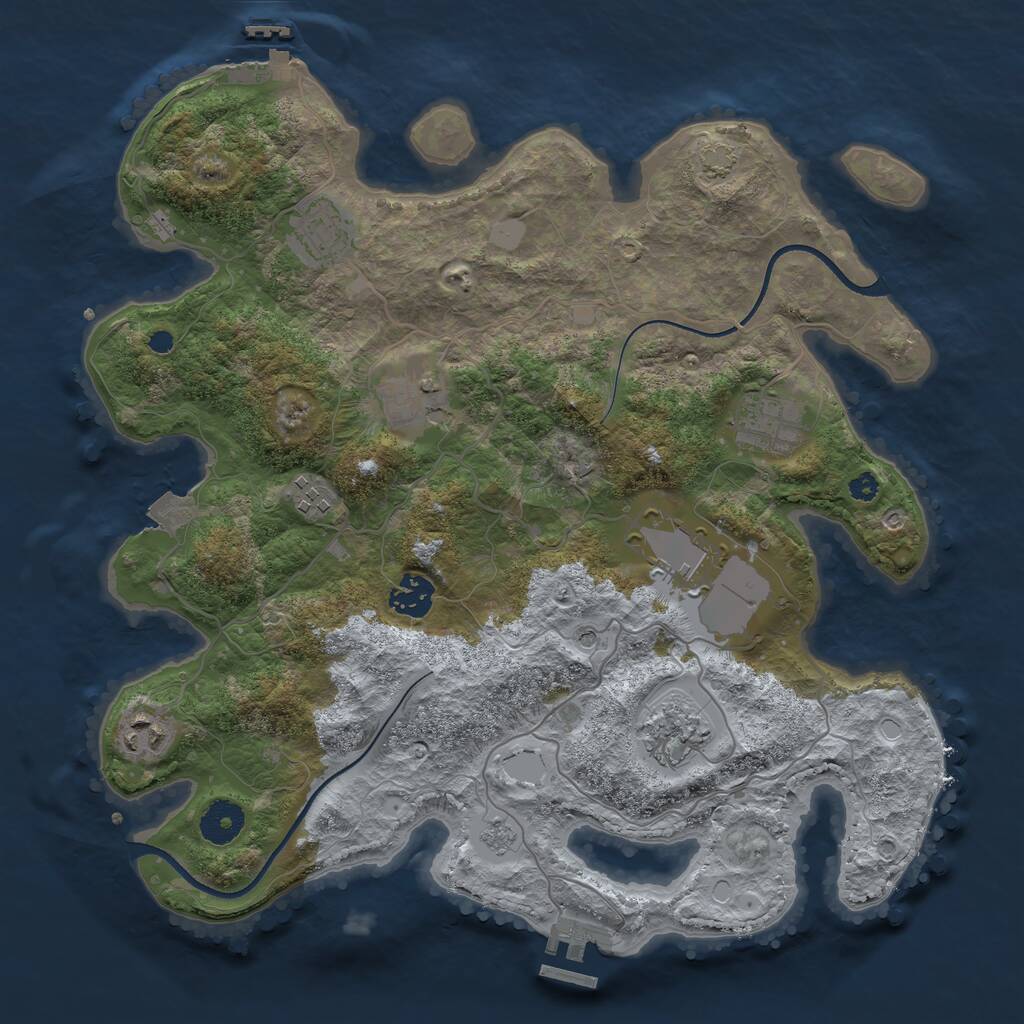 Rust Map: Procedural Map, Size: 3550, Seed: 144490, 14 Monuments