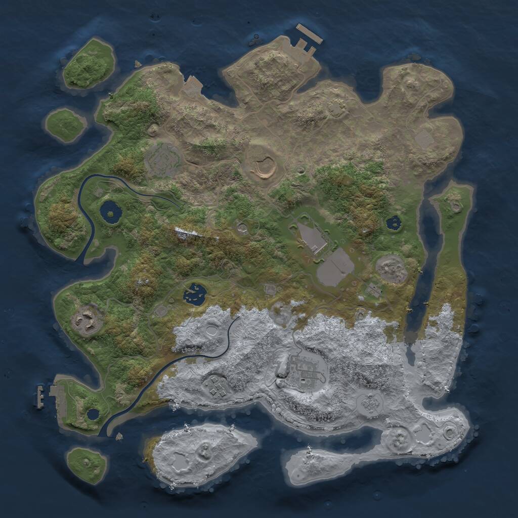 Rust Map: Procedural Map, Size: 3550, Seed: 960428, 13 Monuments